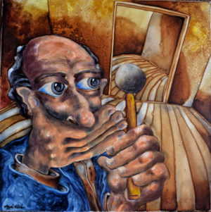 hombre con objeto inútil